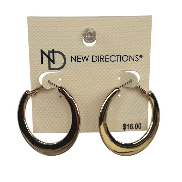 New Directions Gold Hoop Earrings 1 Inch Diameter Standard OS - Picture 1 of 4